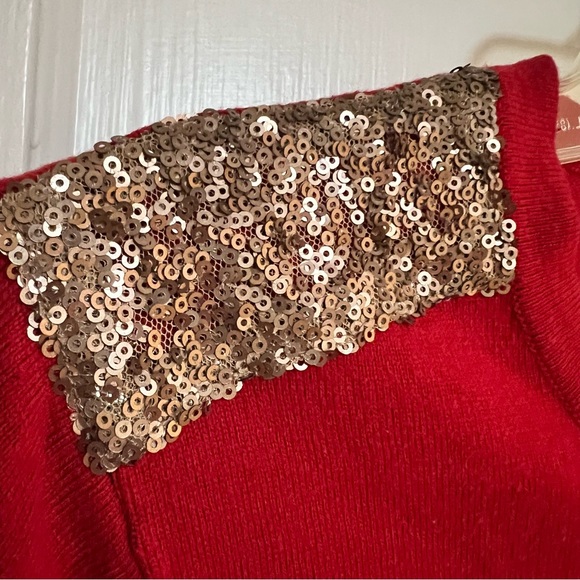 Red Cardigan with Sequin Shoulders - Picture 9 of 9